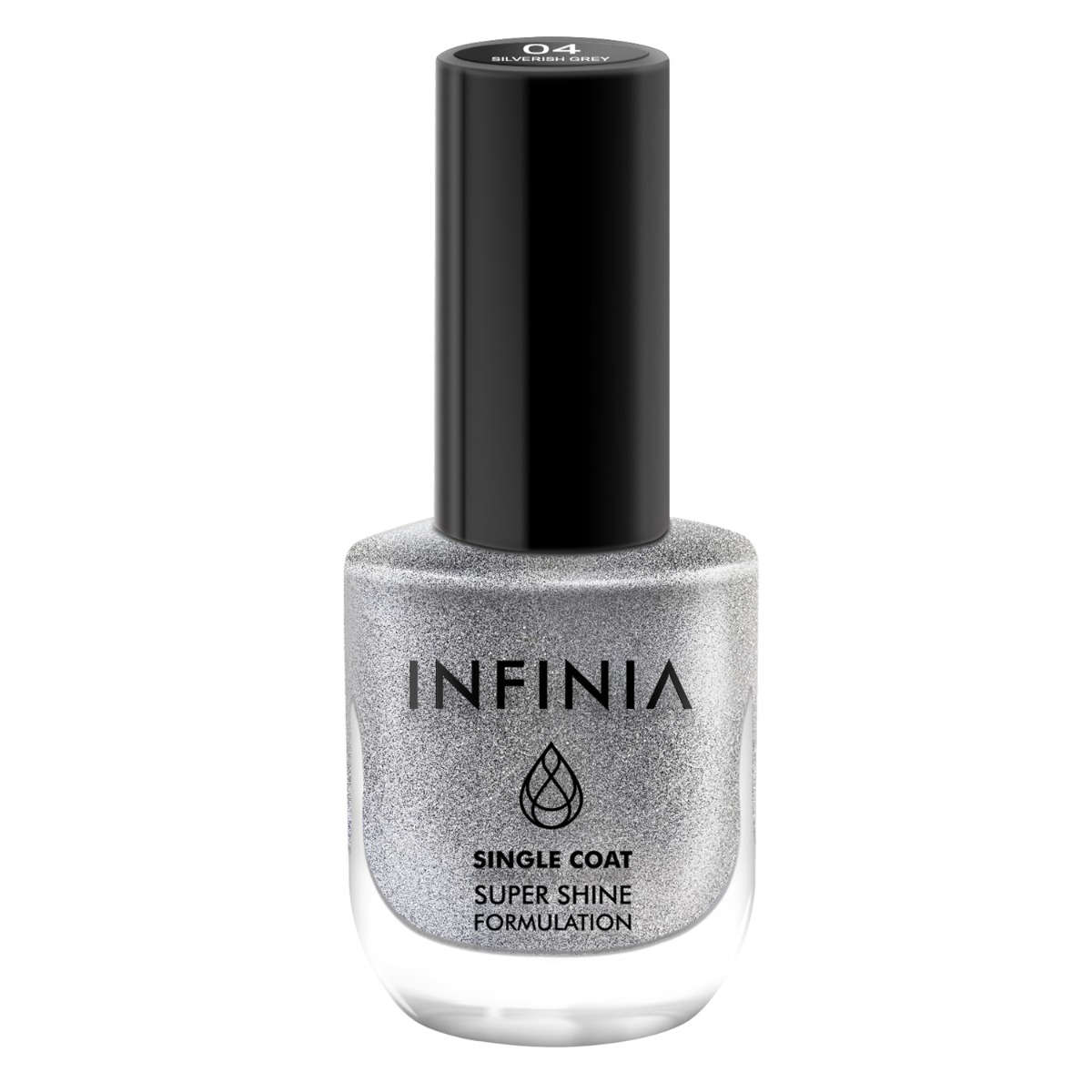 INFINIA Single Coat Super Shine Nail Polish With Ultra High Gloss, 12ml-004 Silverish Grey