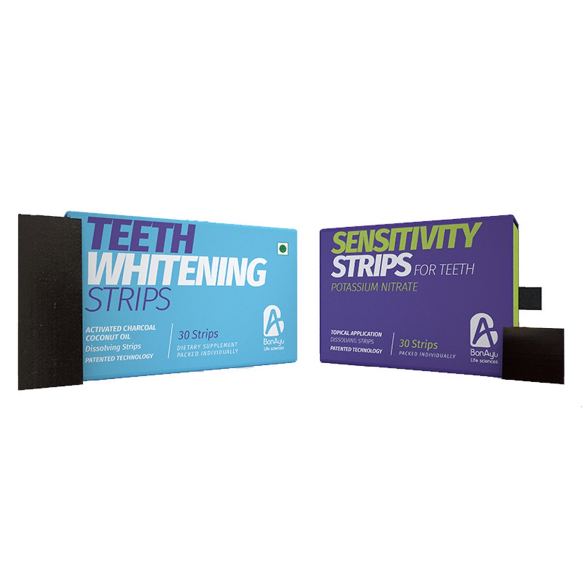 BonAyu Teeth Whitening Strips + Teeth Sensitivity Strips, Pack of 2 - 30 Strips Each