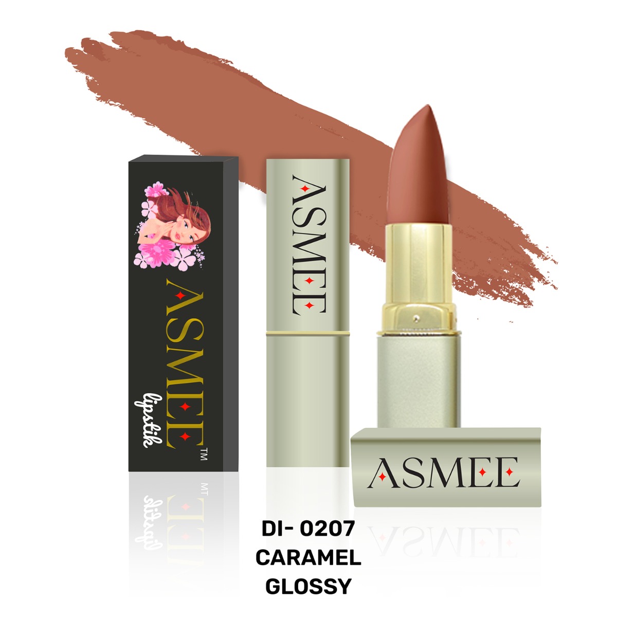 Asmee Glossy Lipstick, 4.2gm - DI-0207 Caramel