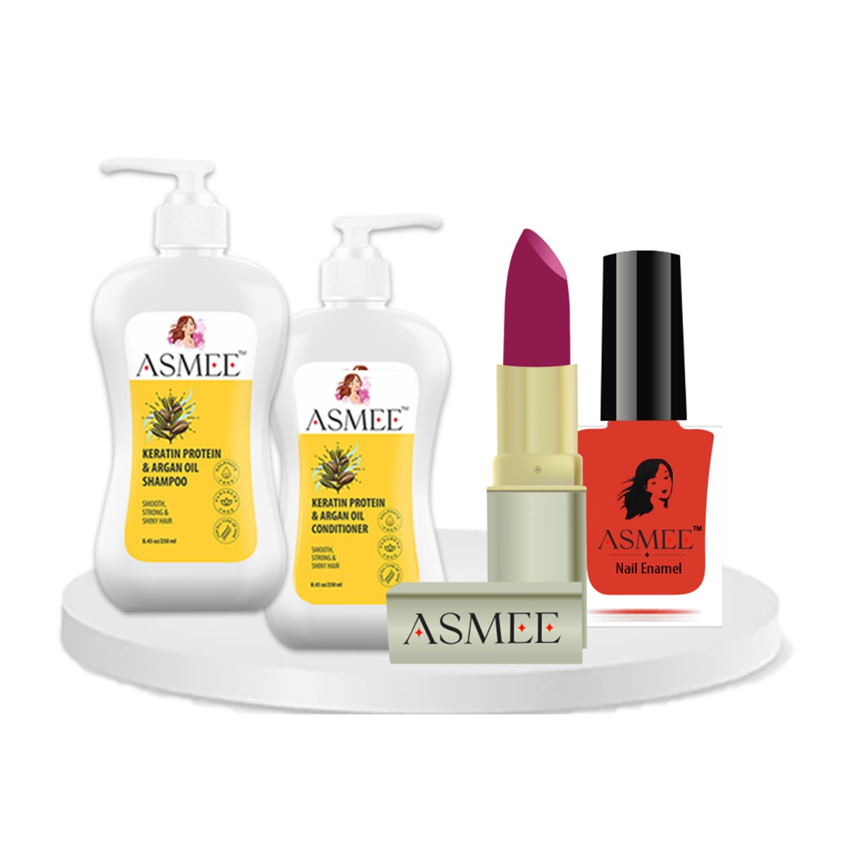Asmee Hamper - 12 Shampoo + Conditioner + Stargazer Lipstick + Orange Crush Gel Nailpolish