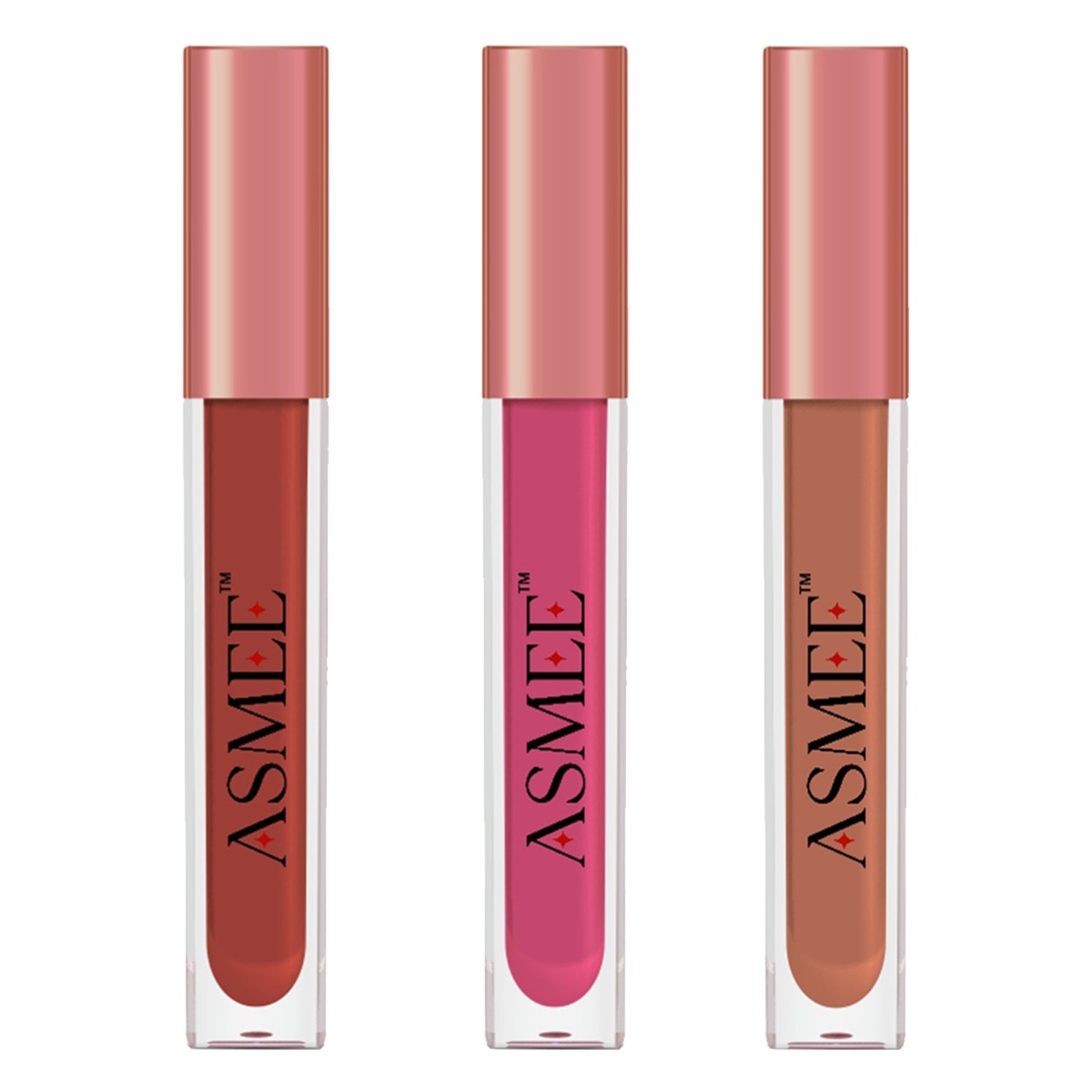 Asmee Liquid Matte lipstick - Maroon Petunia + Raspberry Pink + Tropical Hibiscus, 4ml Each