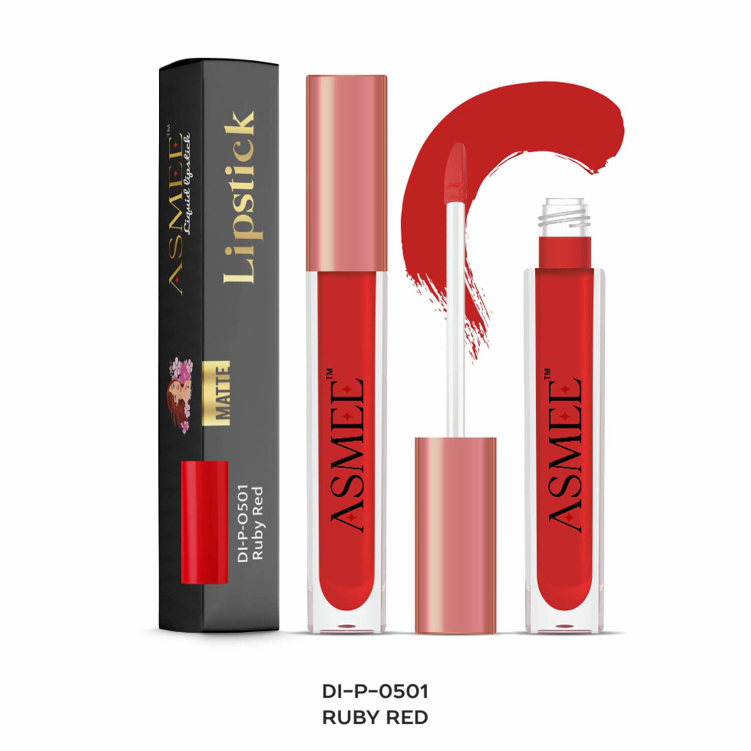 Asmee Liquid Matte lipstick, 4ml - DI-P-0501 Ruby Red
