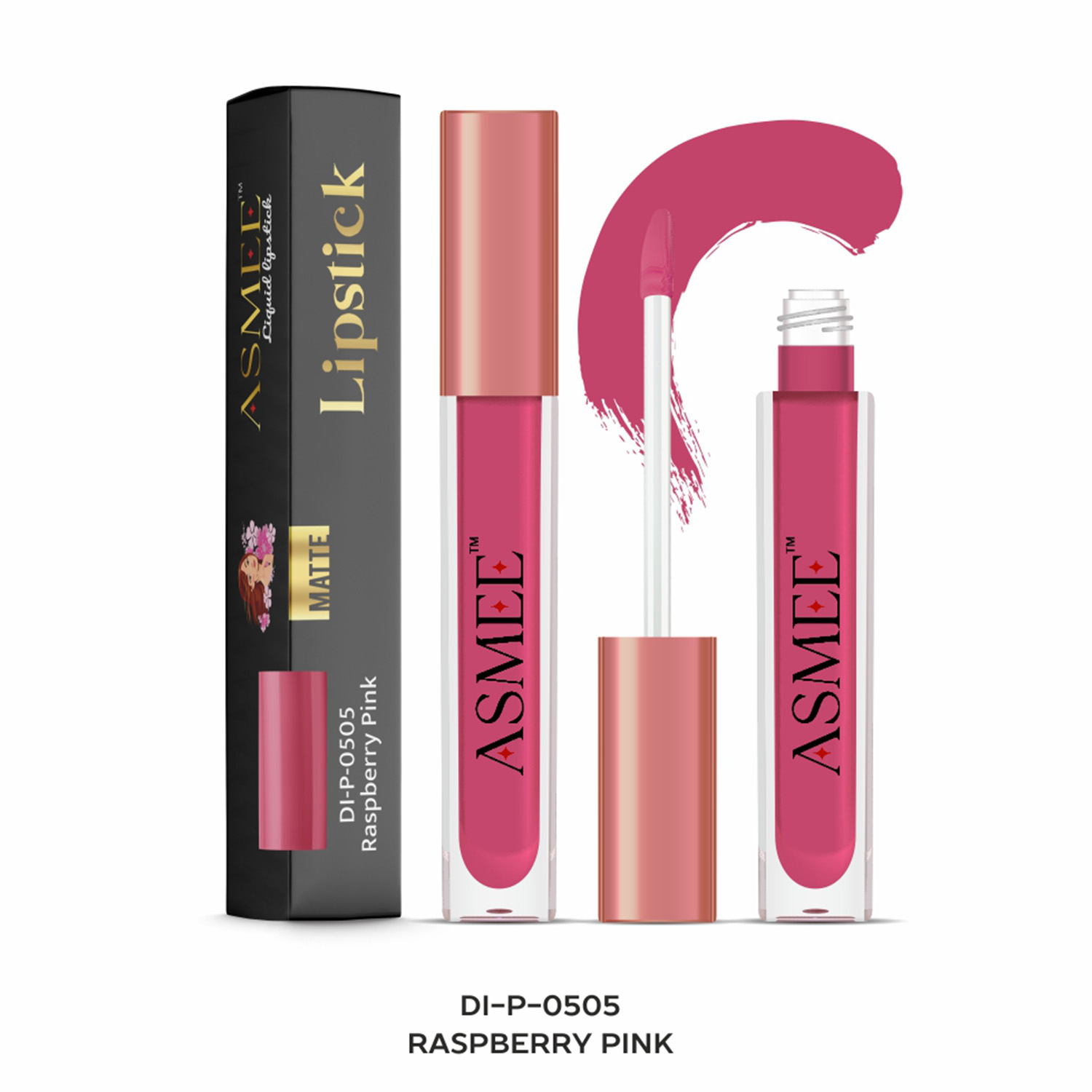 Asmee Liquid Matte lipstick, 4ml - DI-P-0505 Raspberry pink