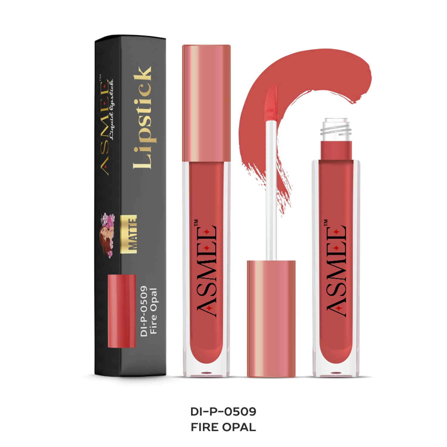 Asmee Liquid Matte lipstick, 4ml - DI-P-0509 Fire Opal