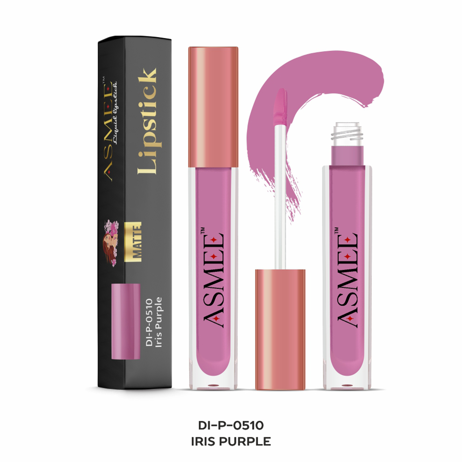 Asmee Liquid Matte lipstick, 4ml - DI-P-0510 Iris Purple