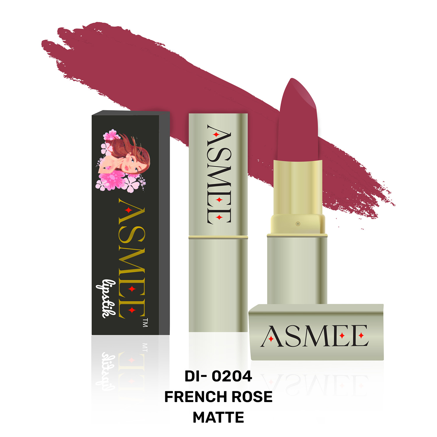 Asmee Matte Lipstick, 4.2gm - DI-0204 French Rose