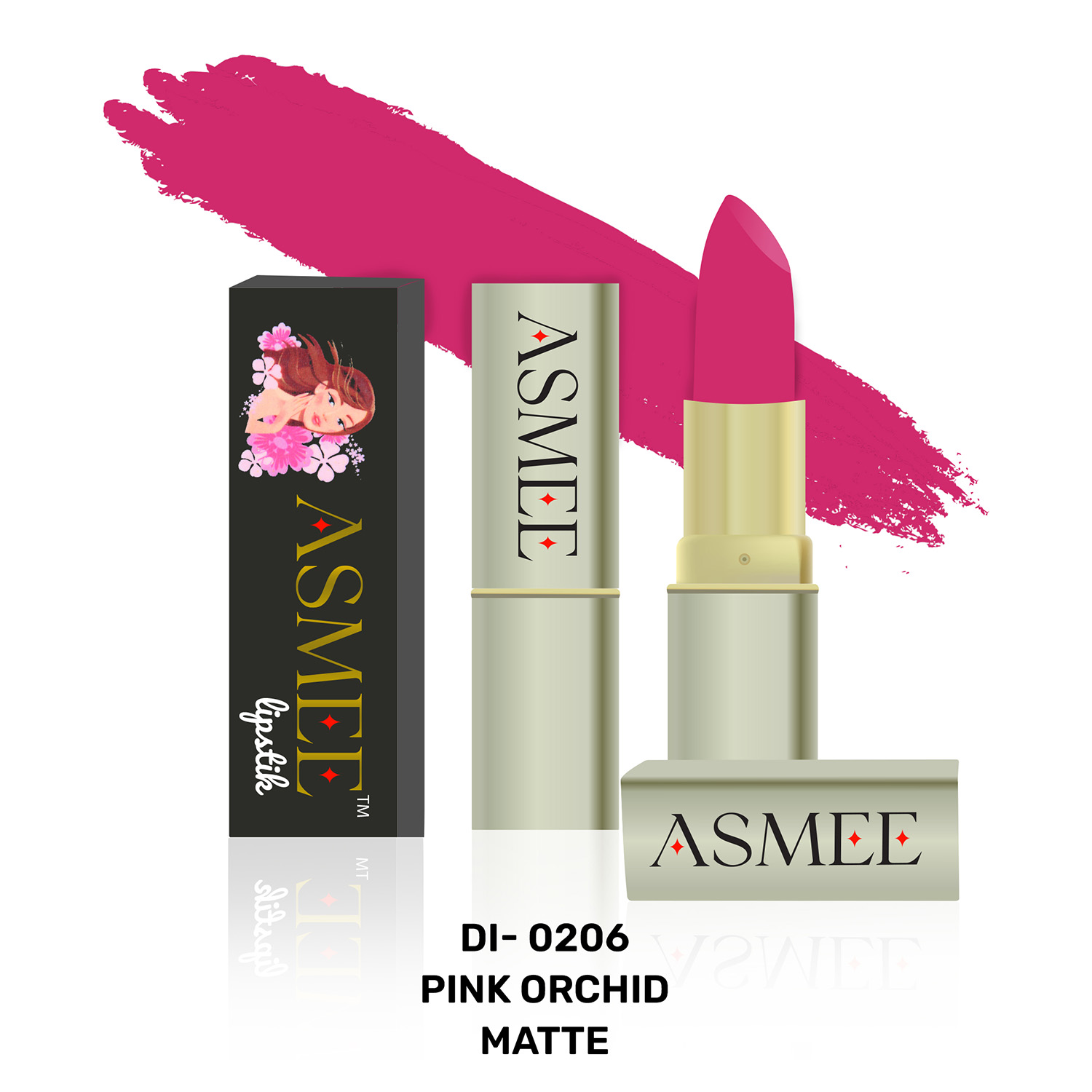 Asmee Matte Lipstick, 4.2gm - DI-0206 Pink Orchid