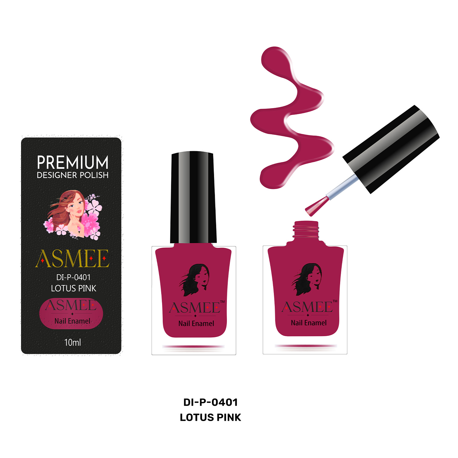 Asmee Premium Nail Polish, 10ml - DI-P-0401 Lotus Pink