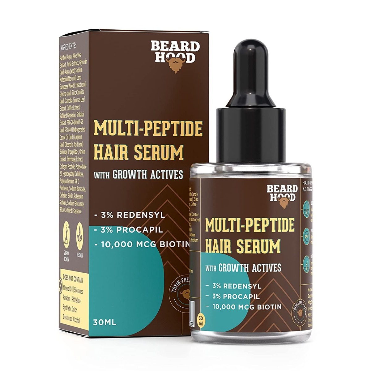 Beardhood Multi-Peptide Hair Serum with Growth Actives, 30ml
