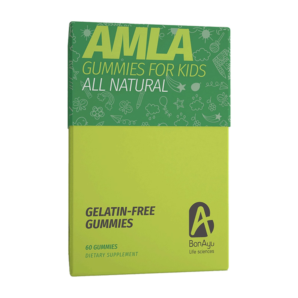 BonAyu All Natural Amla Gelatin Free Gummies For Kids, 60 Gummies