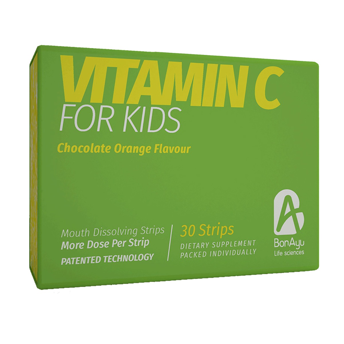 BonAyu Vitamin C Chocolate Orange Flavour Mouth Dissolving Strips For Kids, 30 Strips