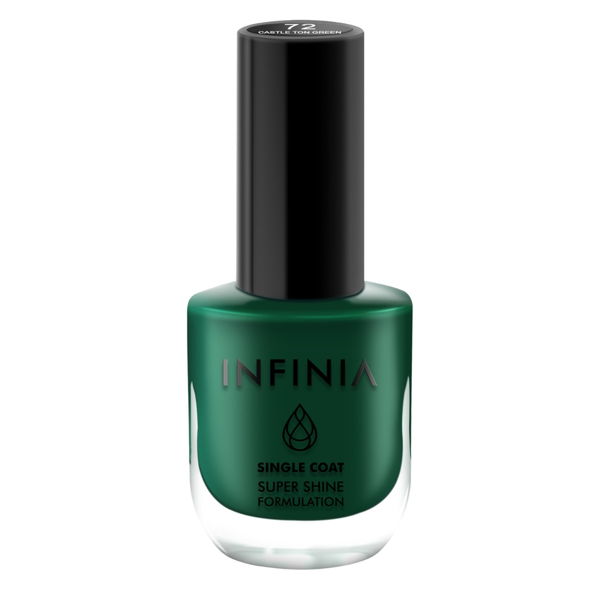 INFINIA Single Coat Super Shine Nail Polish With Ultra High Gloss, 12ml-072 Castle Ton Green