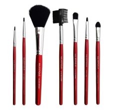 Majestique Makeup Brush Kit -  Red And Silver, Pack Of 8