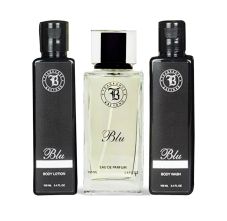 Fragrance & Beyond Blu Perfume 3 piece Set for Women, Eau De Parfum 100ml + Paraben Free Body Wash 100ml + SLS Free Body Lotion 100ml