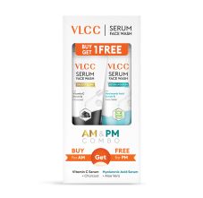Vitamin C & Charcoal Serum Facewash For Oil Control & Brightening For Am With Free Hyaluronic Acid & Aloe Vera Serum Facewash To Strengthen Skin Barrier For Pm