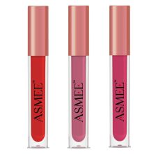 Asmee Liquid Matte lipstick - Ruby Red + Bergenia + Tulip, 4ml Each