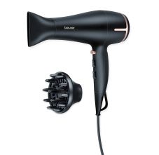 Beurer HC 60 1400 Watts Hair Dryer With 3 Heat & 2 Blower Setting And Detachable Slim Professional Nozzle | Volume Diffuser, 1Pc