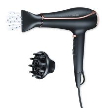 Beurer HC 80 2200 Watts Hair Dryer Easy Drying And Styling With 3 Heat, 2 Blower Settings And Detachable Slim Professional Nozzle | Volume Diffuser - Black, 1Pc