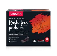 Sirona Biodegradable Super Soft Black Sanitary Pads/Napkins, Extra Large, 10 Count (310 mm)