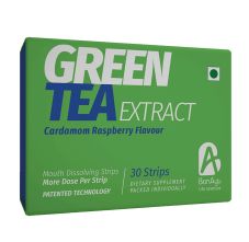 BonAyu Green Tea Extract Cardomom Raspberry Flavour Mouth Dissolving Strips, 30 Strips