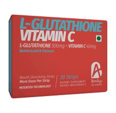 BonAyu L-Glutathione Vitamin C Butterscotch Flavour Mouth Dissolving Strips, 30 Strips