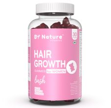 By Nature Hair Growth Gummies for Women with Biotin, Hibiscus & Shatavari, 30 Gummies