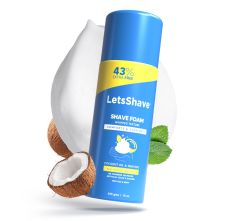 LetsShave Sensitive Shave Foam For Men, Alcohol Free, 425 g, Shave Sensitive Foam Menthol for Men, Coconut Oil Enriched, No Alcohol and No Artifical Colour 