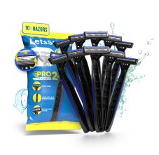 LetsShave Pro 2 Blade Plus Disposable Shaving Razor For Men (Pack of 10)