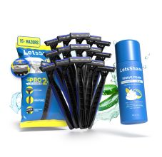 LetsShave Pro 2 Disposable Razor (Pack of 15)+ Shave Foam Kit