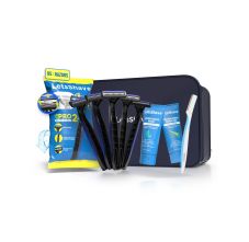 LetsShave Pro 2 Disposable Kit Travel Kit For Men (Pro 2 Plus Disposable Razor 5pcs + After Shave Balm 30ml + Transparent Shave Gel 30ml + Travel Pouch + Pro Styler 1Pcs) Kit