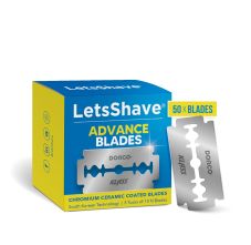 LetsShave Premium DE -Blade, Pack of 50, 5 Tucks of 10 N, Chromium Ceramic Coated Blades, South Korea Technology, Blades- for Men