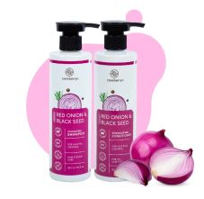 Careberry Organic Red Onion & Black Seed Oil Shampoo + Conditioner Combo for Hair Fall Control, Pack of 2, 600ml