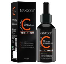 Mancode Facial Serum With Vitamin E & Hyaluronic Acid, 50ml