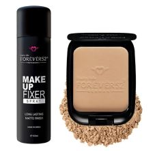Forever52 Makeup Fixer Spray Long lasting and Matte Finish, 100ml & Wet & Dry Compact WD006, 12gm