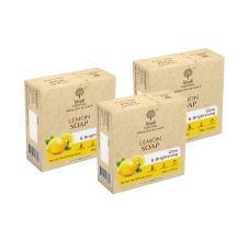 Khadi Essentials Lemon Herbal Handmade Bathing Soap for Refreshing Glowing Skin with Glycerine, 100gm (Pack of 3)