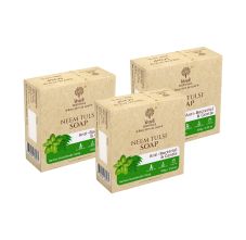 Khadi Essentials Neem & Tulsi Natural Herbal Handmade Bathing Soap for Anti-Bacterial with Basil Cleanses Skin, 100gm (Pack of 3)