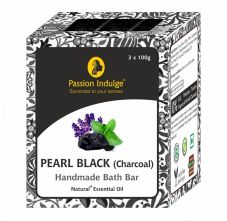 Passion Indulge Handmade Bath Bar Soap Pearl Black Charcoal - Pack Of 3, 100gm Each 
