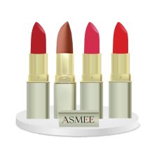 Asmee Combo Matte Lipstick Velvet Red + Tangerine + Caramel + Primrose
