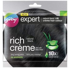 Godrej Expert Natural Black 1.00 Creme Hair Colour, 20gm + 20ml