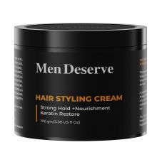 Men Deserve Hair Styling Cream For Strong Hold + Nourishment Keratin Restore, 100gm