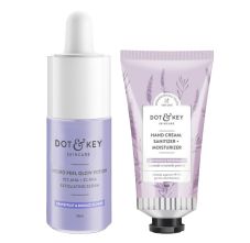 Dot & Key Hand Cream : Sanitizer + Moisturizer, 50ml & Hydro Peel Glow Potion Exfoliating Serum, 30ml