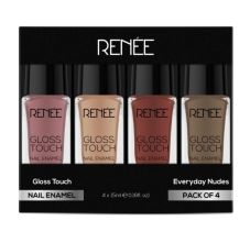 Renee Cosmetics Gloss Touch Nail Enamels - Everyday Nudes, Pack Of 4