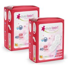 XXL Sanitary Napkin Pads with Cottony-Soft Top Layer for Women, Enriched with Neem and Safflower 40 Pads * 2
