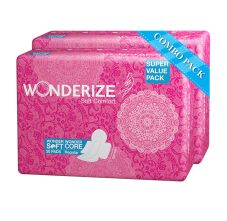 Wonderize Soft Comfort Regular Size Sanitary Napkins - Pack Of 2, 40 Pads