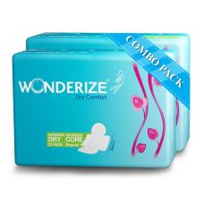Wonderize Dry Comfort Regular Size Sanitary Napkins - Pack Of 2, 40 Pads