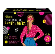 Polka Premium Organic Ultra Thin Soft Cotton Pantyliners With Individual Disposable Biodegradable Pouch, Regular 25 Pieces