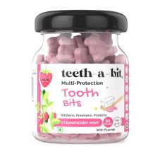 teeth-a-bit Kids Multi-Protection Strawberry Mint Tooth Bits, 60 Count
