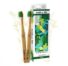 teeth-a-bit The Pledge Bamboo Toothbrush Adults Slim Handle Anti-Plaque Medium Bristles - Pack Of 2