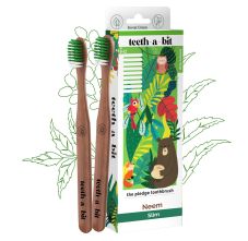 teeth-a-bit The Pledge Neem Toothbrush Kids 9-12 Years Slim Handle With Gum Sensitive Soft Bristles - Pack Of 2