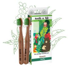 teeth-a-bit The Pledge Neem Toothbrush Kids 5-8 Years Hefty Handle With Gum Sensitive Soft Bristles - Pack Of 2